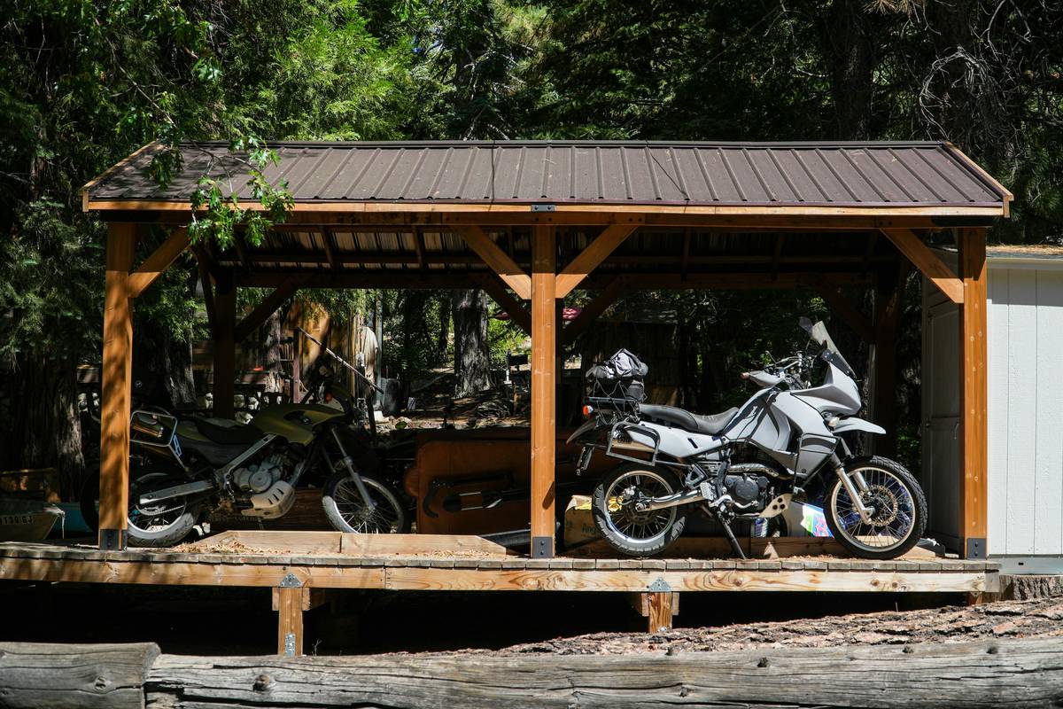 Close-up shot of climbing pitons sorted and clipped onto different carabiners